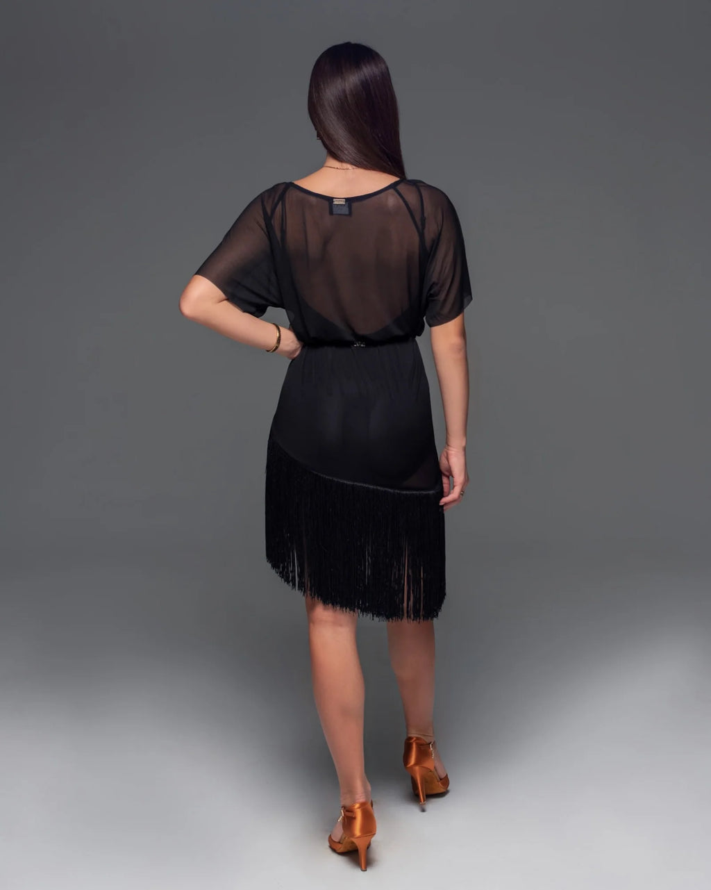 Oversized Net T-Shirt with Fringe