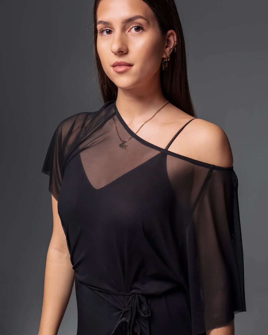 Oversized Net T-Shirt with Fringe