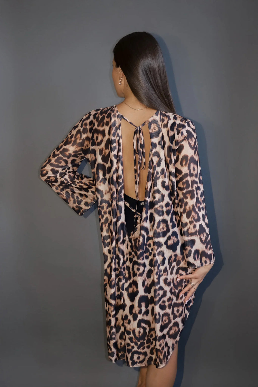 Leopard Oversized Net Shirt