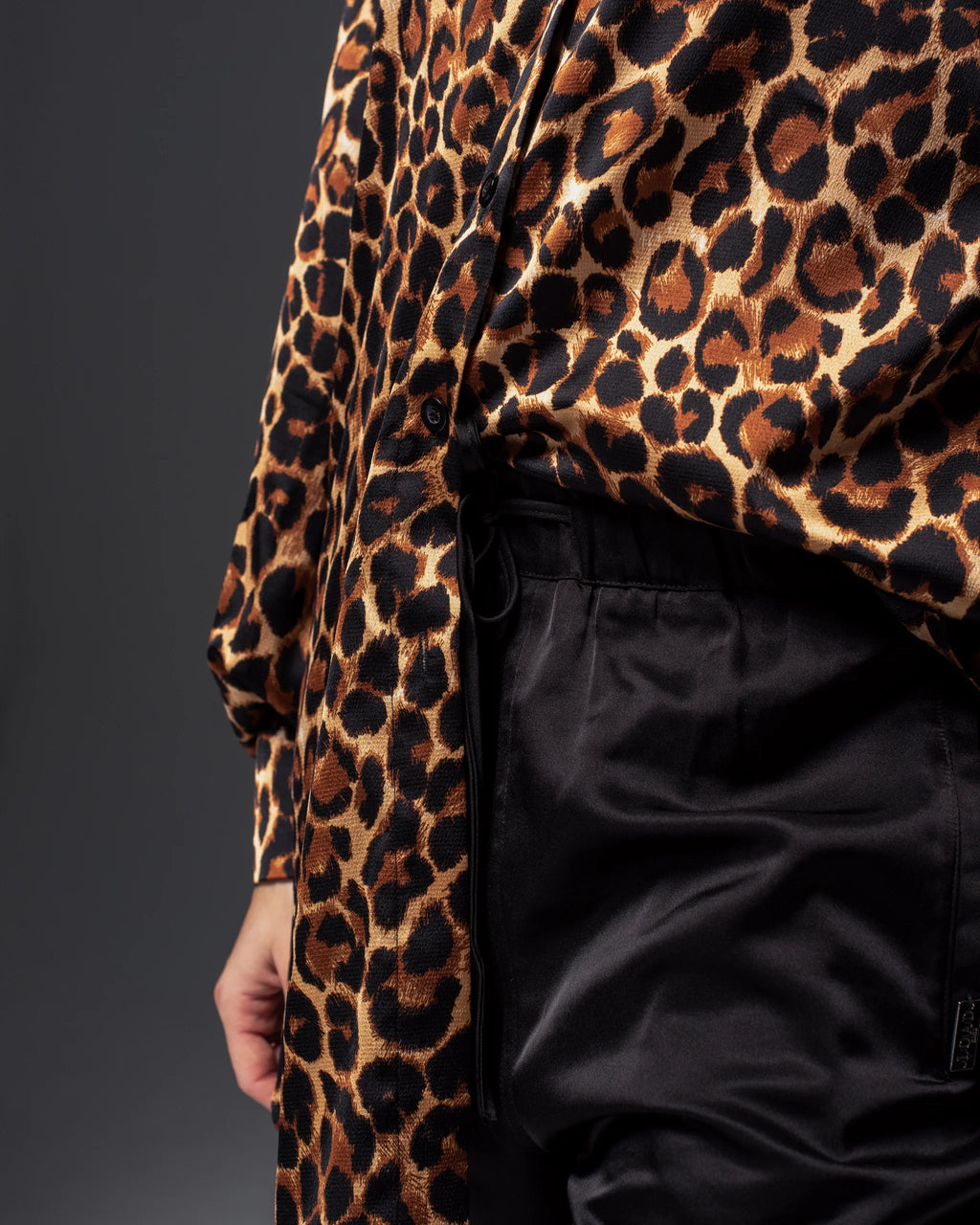 Leopard Satin Dress Shirt