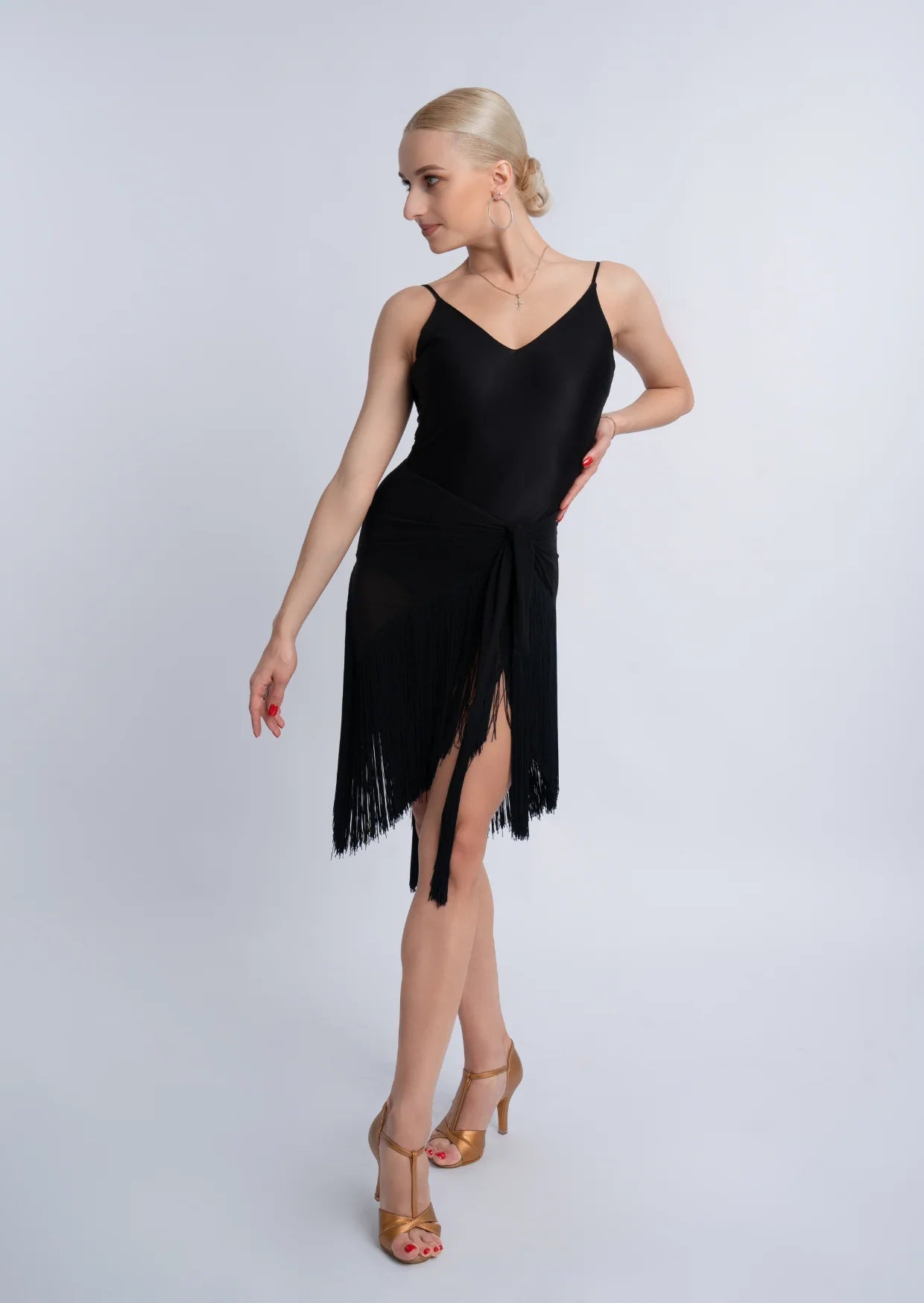 Net Wrap Fringe Skirt