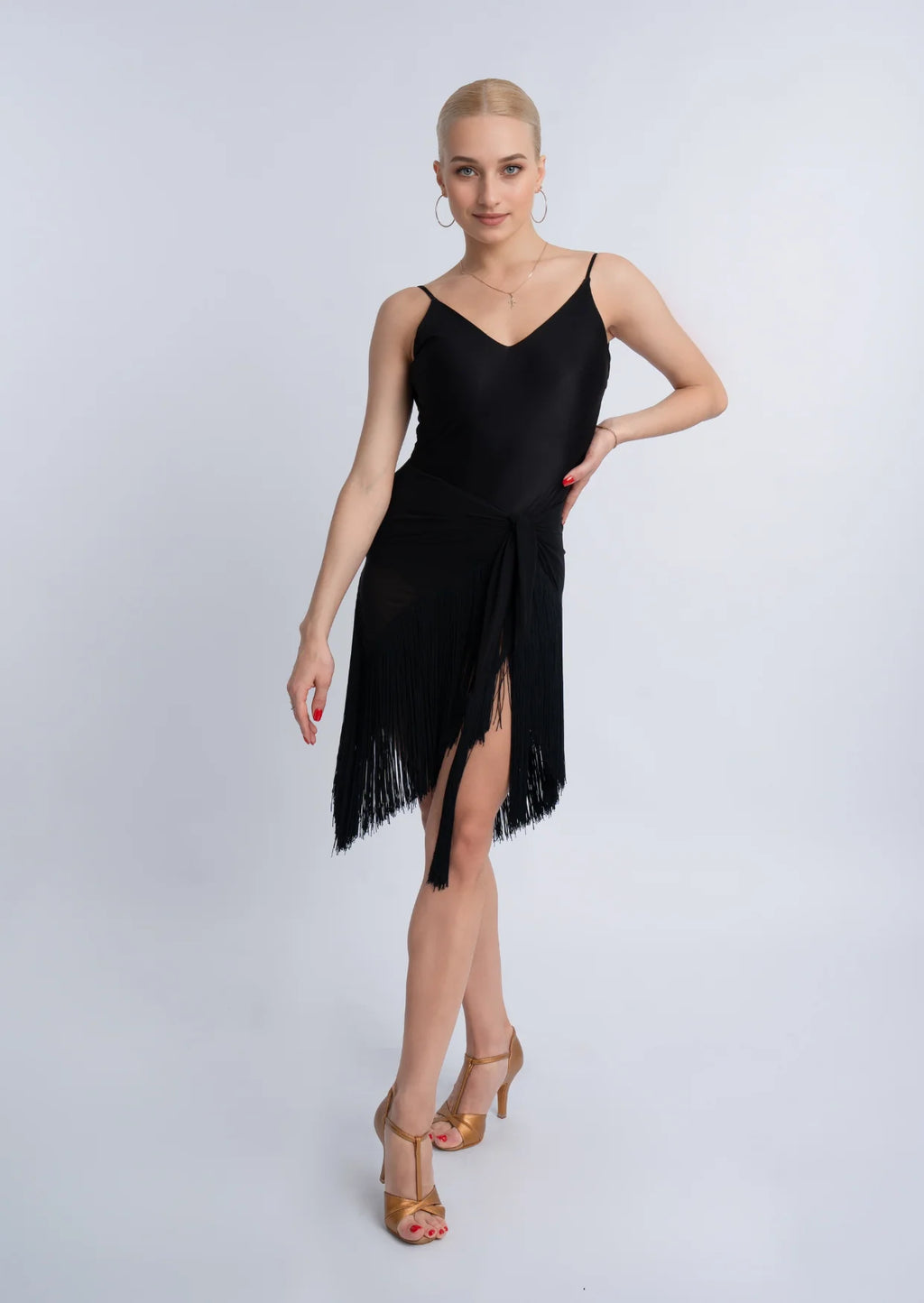 Net Wrap Fringe Skirt